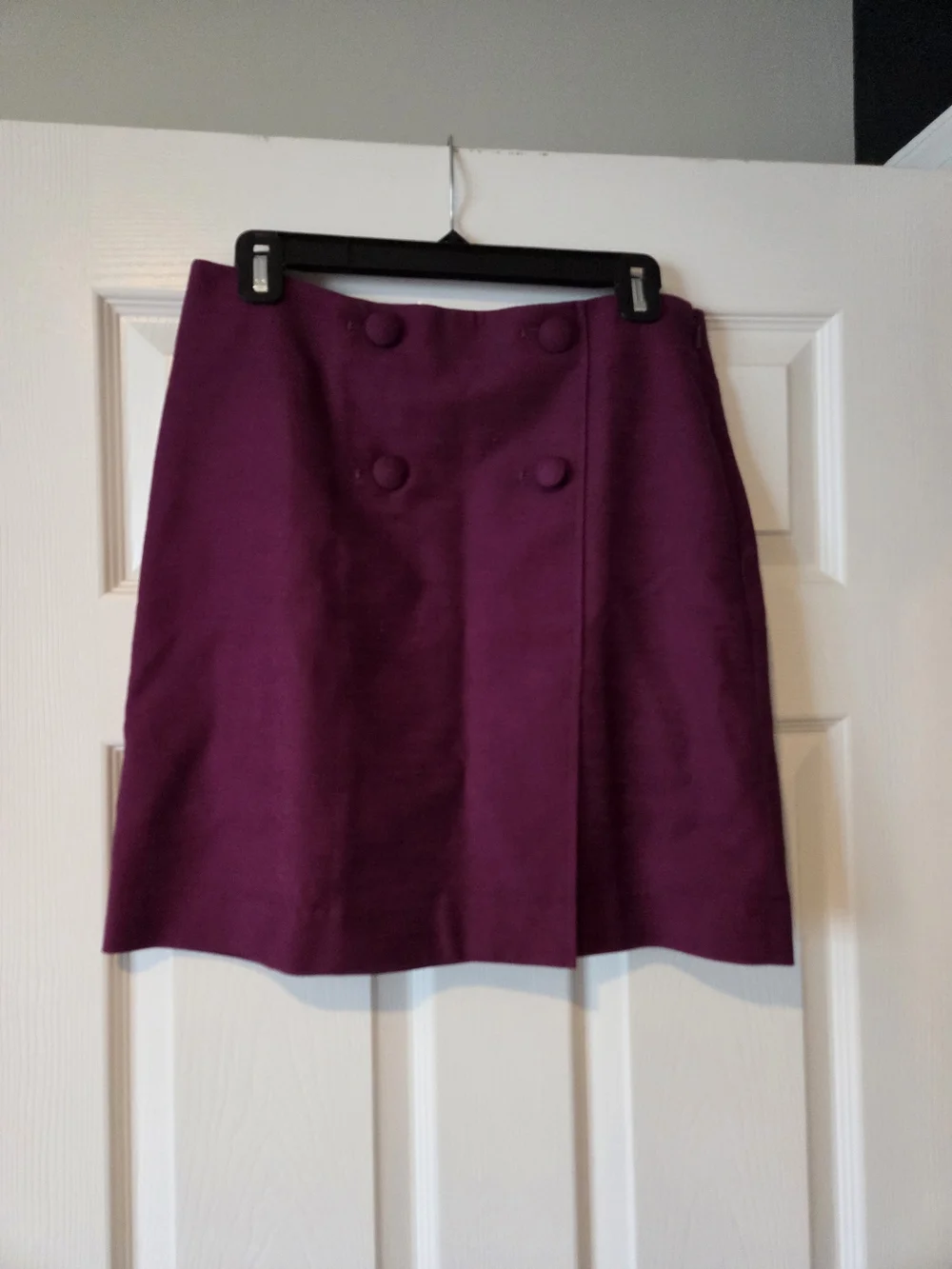 LOFT Purple‎ Button-Front A-Line Skirt